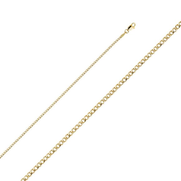 14KT Gold 2MM Hollow Cuban Bevel Chain